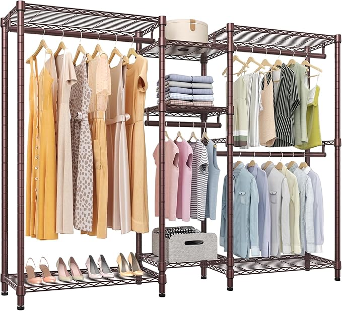 VIPEK Classic V6 Wire Garment Rack, Dynamic Closet System Adjustable | Bronze Heavy Duty Metal Freestanding Clothing Rack 850lbs Capacity, 6FT Wide Closet Organizer System for Bedroom