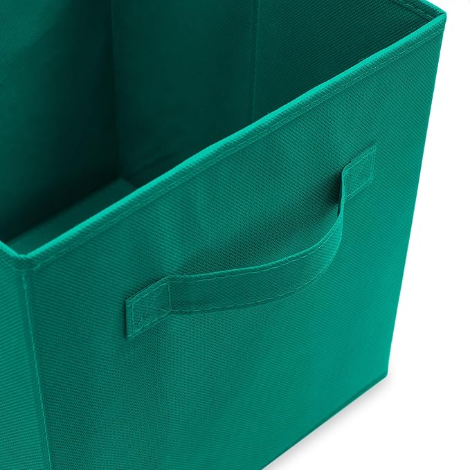 Casafield Set of 6 Collapsible Fabric Cube Storage Bins, Teal - 11" Foldable Cloth Baskets for Shelves, Cubby Organizers & More
