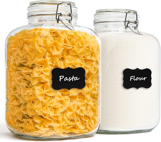 ComSaf Square Glass Pantry Jars with Airtight Lids 1.1 Gallon 2 Pack Large | Flour sugar rice, Coffee beans, Sourdough pickling, Pantry organization, Pickling fermenting, Cabinet organization, Snacks