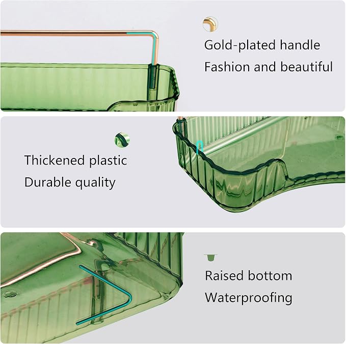 YCIA&DONE Corner Bathroom Counter Organizer, Makeup Organizer for Vanity, Skincare Cosmetic Perfume Tray, Corner Countertop Shelf Rack Storage for Bathroom Kitchen 3 Tiers (Vintage Green)
