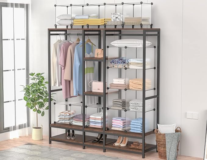 Closet Organizers and Storage, 12 Cube Storage Organizer, Transparent | Portable Closet Shelves Closet Organization Clothing Storage for Kids, Closet, Bedroom, Bathroom, Office