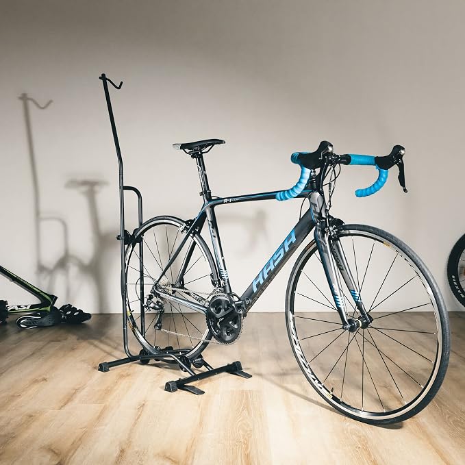 CyclingDeal Upright Bike Stand - Premium Quality Vertical & Horizontal Adjustable Bicycle Floor Parking Rack - for Storing MTB Road Bikes - up to 29” Wheel Size - for Fat Bike - 1 Bike