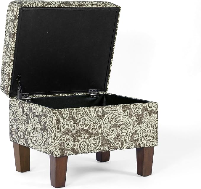 Spatial Order 22" Dinah Collection Storage Ottoman - Brown Jacobean Print