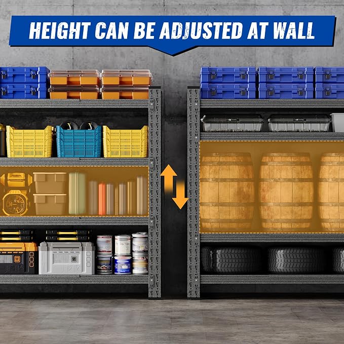 BYNSOE 60" W Storage Shelves 5000lbs Garage Metal Shelving Heavy Duty Garage Shelves Adjustable Storage Shelves for Industrial, Factory, (60" W X 24" D X 70" H)