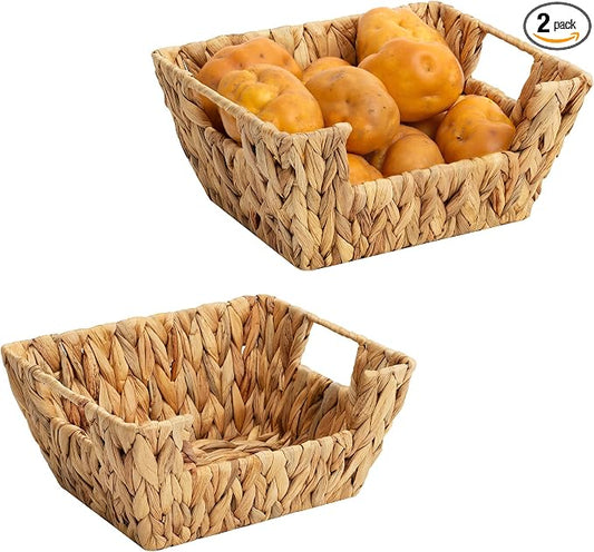 Storageworks Wicker Storage Basket, Pantry Baskets, Water Hyacinth