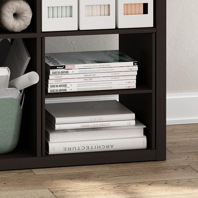 Furinno Cubicle H-Shelf Cube Insert, 2-Tier Cube Organizer, Black Oak | Shelf Dividers, Fits into Furinno Extra Thick Cubes, for Organizers and Storage (Does not fit IKEA Kallax Shelving)