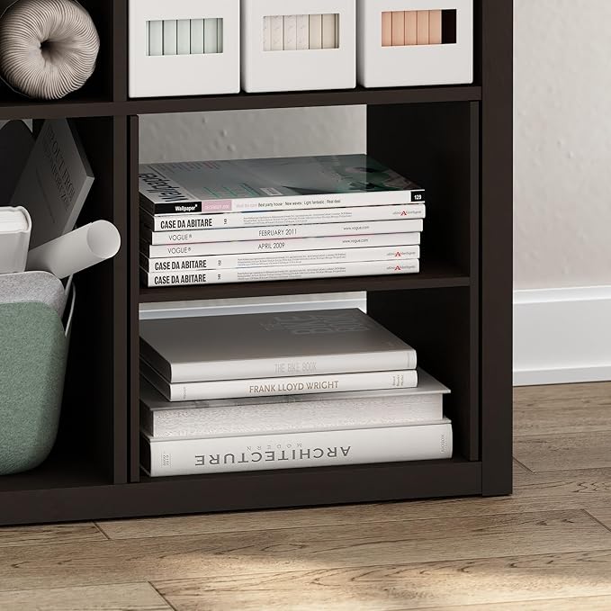 Furinno Cubicle H-Shelf Cube Insert, Cube Organizer, Dark Oak | 13.3W x 13.4H, Fits into Furinno Extra Thick Cubes, for Organizers and Storage (Does not fit IKEA Kallax Shelving)