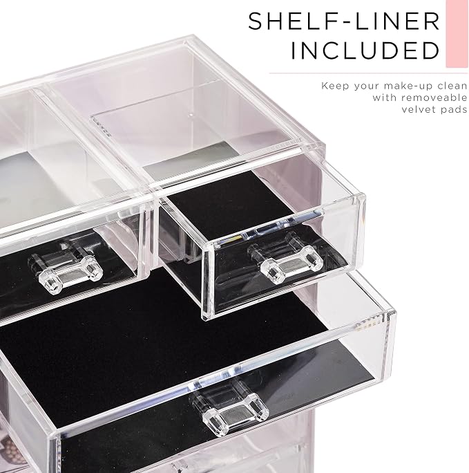 Sorbus Acrylic Makeup Organizer Set, 6-Drawer Vanity & Countertop Cosmetic Storage with Small & Wide Compartments, Tie Dye Makeup Storage for Brushes, Jewelry – Holiday Gift for Women & Teens