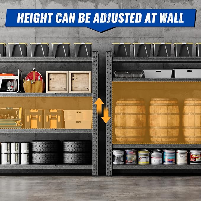 BYNSOE 78.8" W Heavy Duty Garage Shelves 7000lbs Garage Metal Shelving Adjustable Storage Shelves for Industrial, Factory, (78.8" W X 24" D X 78.8" H)