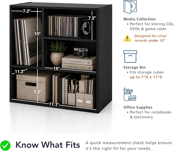 Homes: Inside + Out Apexa 4-Vertical Storage Organizer Shelves, Stackable Wood Bookcase for Organization, Dorm Teen Room Decor & Home Office, Light Blue