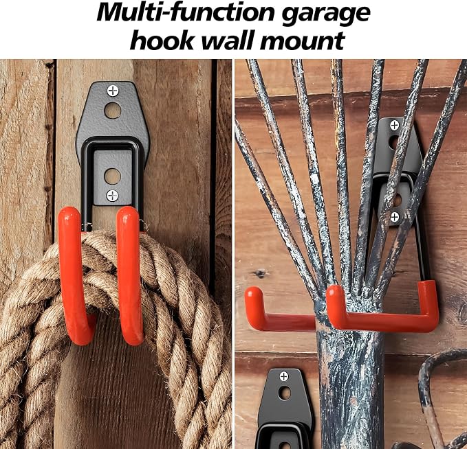 MKRUI 40-Pack Garage Hooks for Storage & Hanging Items, Save Space | Hangs Bikes, Ladders, Ropes, Hoses, Tools; for Garage, Warehouse, Shop, Shed, Yard