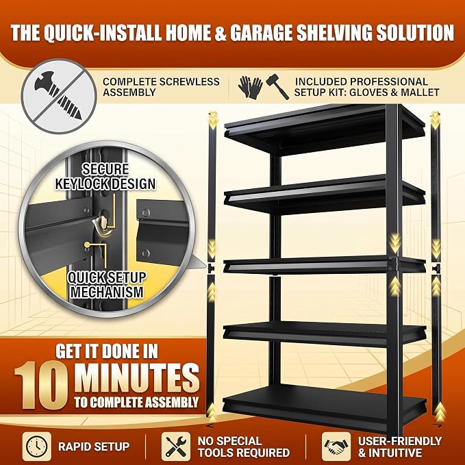 Garage Shelving, Heavy Duty Adjustable Boltless Metal Storage Shelves | 3000 LBS Industrial Steel Rack for Pantry Kitchen Basement Warehouse Storage,71.2"H x 35.4"W x 15.7"D