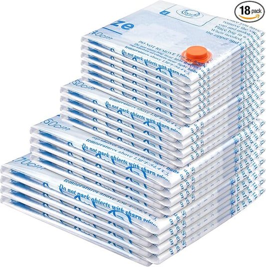 MEIQIHOME Vacuum Storage Bags, Space Saver Sealer Bags,Vacuum seal bags for clothing, Pillows, Comforters, Blankets, Bedding,Travel,18 COMBO