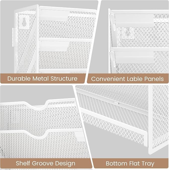 10-Tier Wall Mounted File Organizer, Metal Mesh Paper Holder (White)