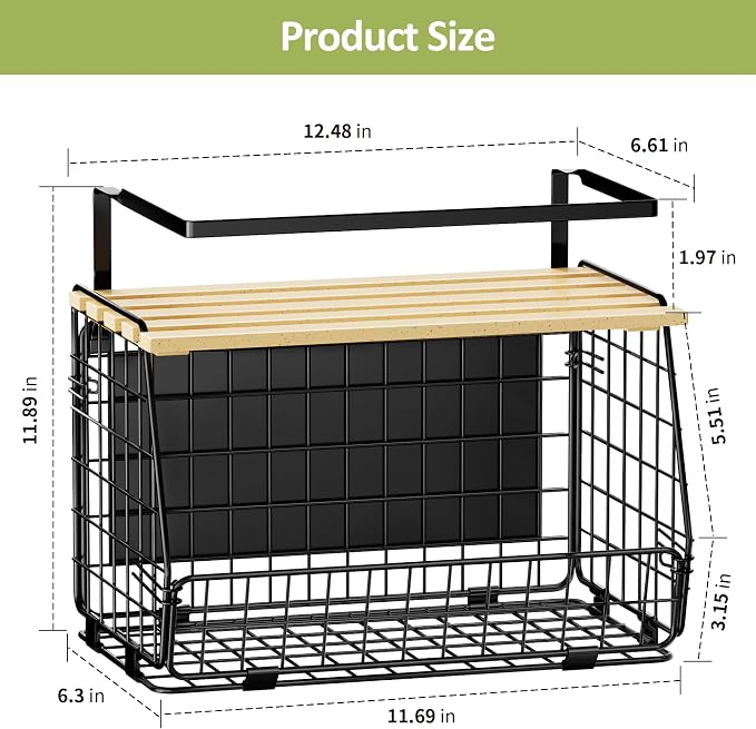 Magnetic Shelf for Fridge, Fruit Potato & Onion Storage Bin | Magnetic Storage Basket with Lid, Side of Fridge Storage, Produce Basket for Fruits Vegetables Spices, Kitchen Pantry
