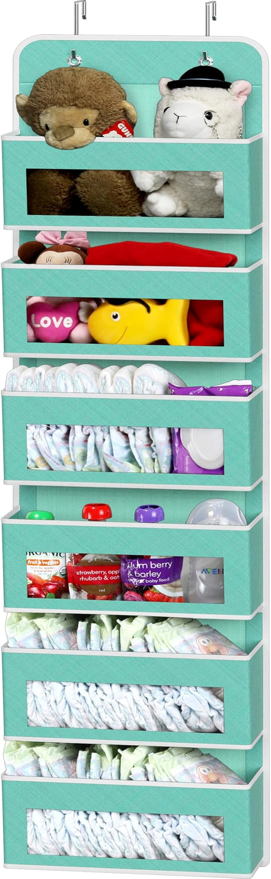 Simple Houseware 6 Clear Pocket Over Door Hanging Organizer, Turquoise | Over the Door Storage for Closet, Bedroom, Bathroom, Pantry
