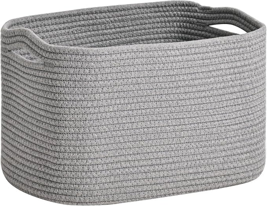 ICERZCZ Woven Cotton Rope Storage Basket for Organizing, Cute Decorative Baskets for Gifts Empty, Organizer Bins for Dog Toy, Baby Laundry, 17“×13”×9.5“, Light Grey