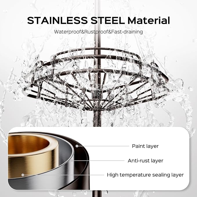 HAMITOR Shower Caddy Tension Pole: 4-Tier Rustproof Bathroom Corner Shelf Organizer for Renters - No Drill Large Shampoo Storage Rack Adjustable 47-121 Inch - Space Saving Bathtub Accessory - Bronze