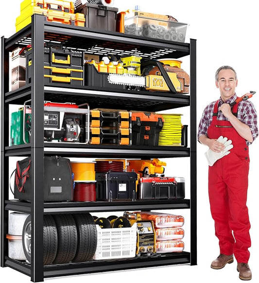 71"Hx35"Wx16"D Wire Garage Shelving-2500LBS 5 Tier Storage Shelves,Adjustable Heavy Duty Metal Shelving Unit and Storage Large Rack,Utility Steel Shelf For Shop Warehouse Industrial Pantry Basement