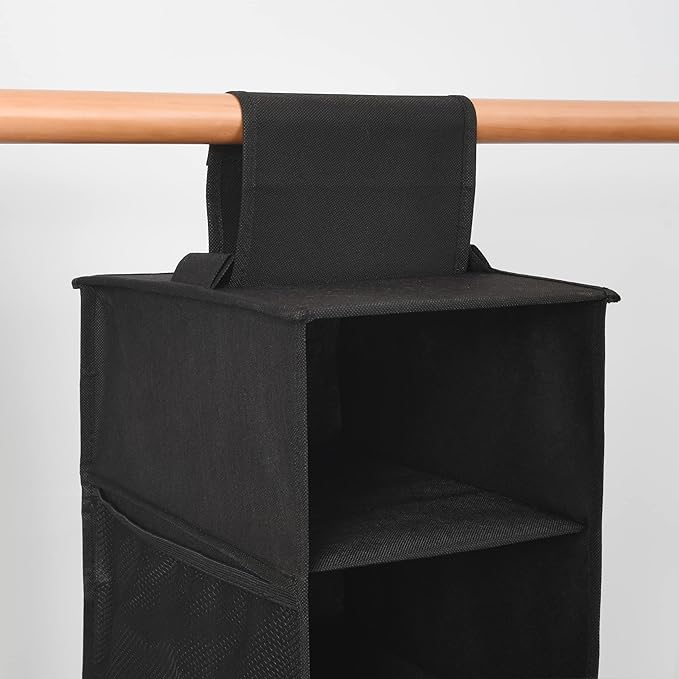 Berdeng Hanging Shoe Organizer for Closet with Side Mesh Pockets，Hat Racks for Baseball Caps，Shoe and Hat Holder & Storage，8-Shelf，Black，1 Pack
