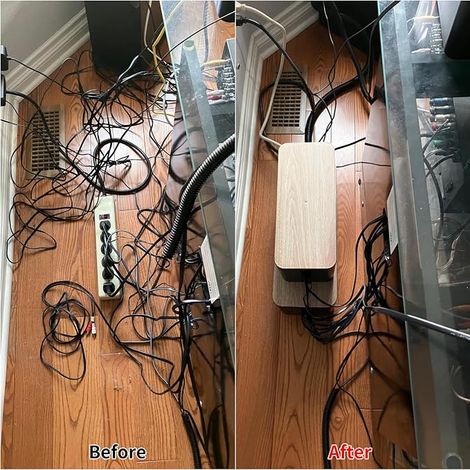 YUANYE Cable Management Box Cable Management Kit for Power Strip to Hide Wires,Cord Organizer Boxes,Safe ABS Material Wire Organizer of Cable Clips Sleeve for Home & Office,3Pack-128PCS/White