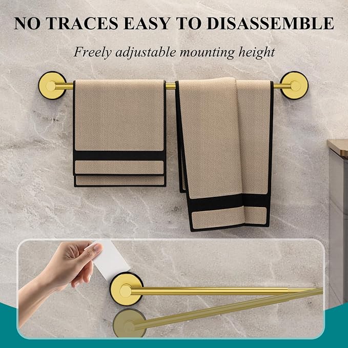 Towel Bar for Bathroom Wall,Adjustable 17~29 Inch Towel Racks for Bathroom Wall Mounted, Towel Holder for Glass Shower Door,Apparment Essentials,Home Decor-Gold(2pcs)
