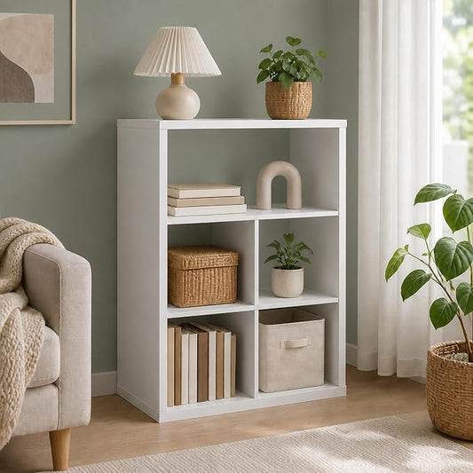 5-Cube Bookcase, Cube Storage Organizer Bookshelf, Book Shelf with Closed Back, 15.3 x 29.9 x 43.3, for Bedroom, Living Room, Home Office, White