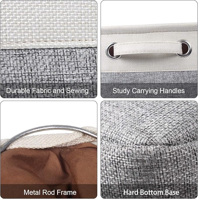Foldable Storage Bin Collapsible Basket 12" x 10" x 9.5" Cube Storage Organizer Bins with Dual Carry Handles for Home Closet Shelves Drawers Organizer, Set of 3, Grey