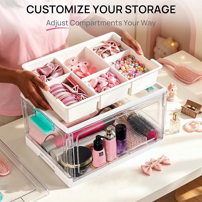 Vtopmart 24 QT Clear Plastic Craft Organizers and Storage Box with Removable Trays and Dividers (2)