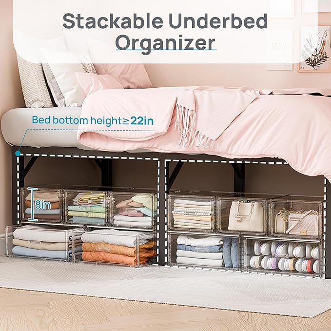 Vtopmart 5 Pack Large & Medium Storage Stackable Drawers Set | Easy Assembly Clear Plastic Storage Cabinet, Durable Dresser for Closet, Bedroom, Entryway, Playroom & Apartment Organization