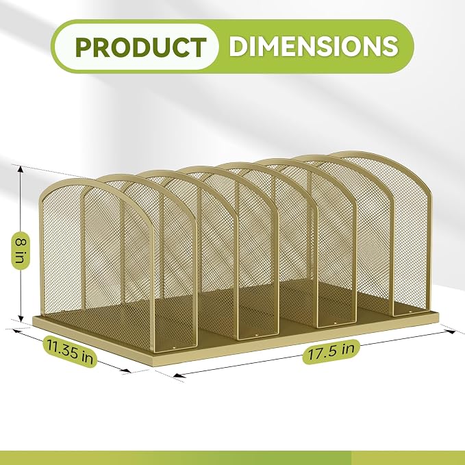 Desk File Organizer Vertical 7 Sections Mesh File Sorter Paper Storage Organizer for Desk, Office Organization File Holder Rack, Gold