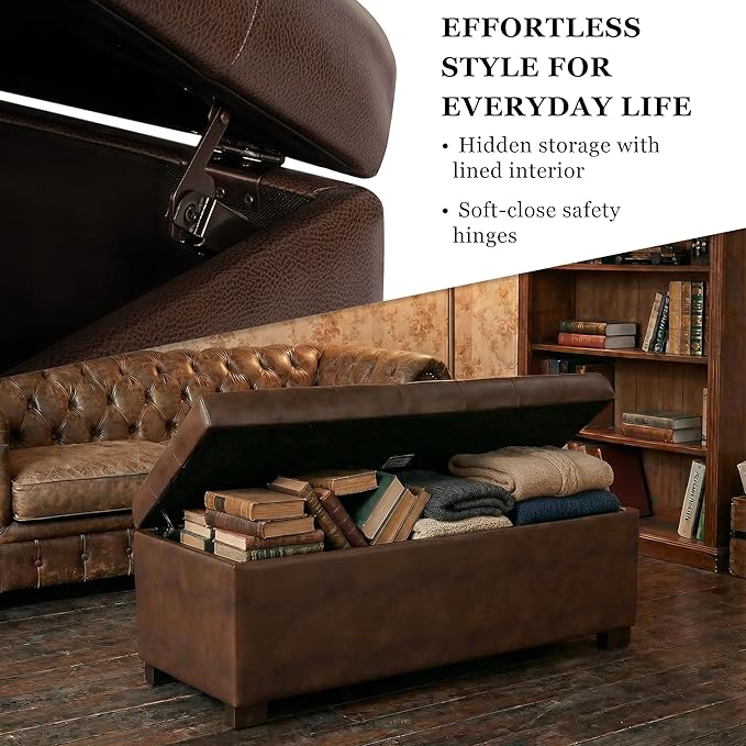 HomePop 46" Tufted Storage Bench - Antique Brown