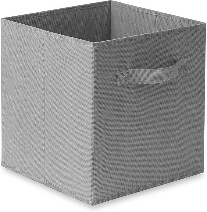 Casafield Set of 6 Collapsible Fabric Cube Storage Bins, Gray - 11" Foldable Cloth Baskets for Shelves, Cubby Organizers & More