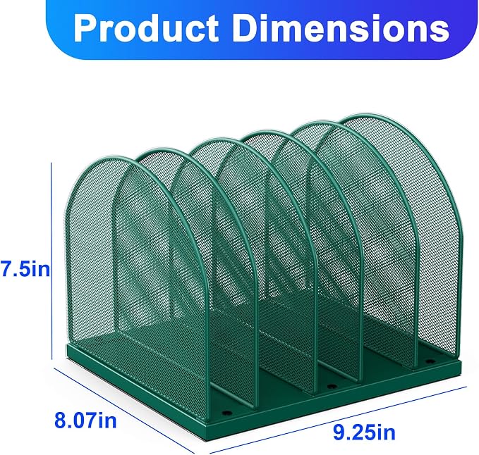 gianotter Desktop File Organizer, Desk Organizer with 5 Compartments, Paper Organizer for Desk, Workspace Organizers for Office Supplies (Green, Upright Style)