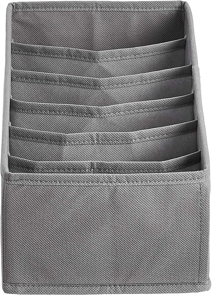 Amazon Basics Deep Drawer Organizer for Clothes, Collapsible Storage Boxes for Socks, Underwear and Baby Items, Set of 4, Gray | Pack of 2