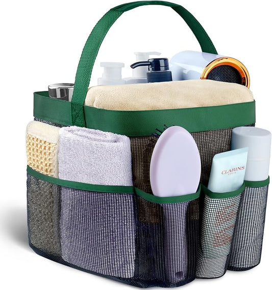 Mesh Shower Caddy Portable - 9 Pockets for College Dorm Room Essential | Large Capacity Mesh Shower Caddy with 9 Pockets, Portable Hanging Toiletry Bag for College Dorm, Gym, Camping and Beach