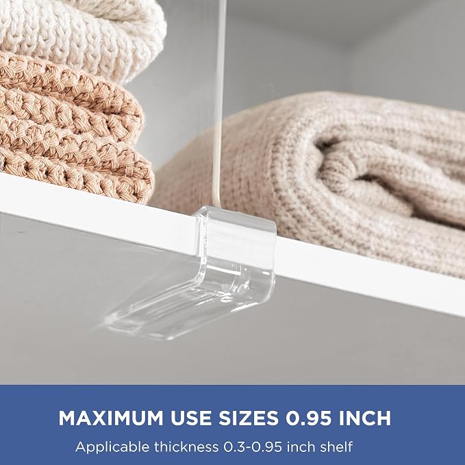 HBlife 12 Inches Tall [Extra Tall Version] Clear Shelf Dividers, 12 Pack Purse Organizer for Closet Perfect for Sweater, Shirts, Handbags, Acrylic Adjustable Bookshelf for Organization
