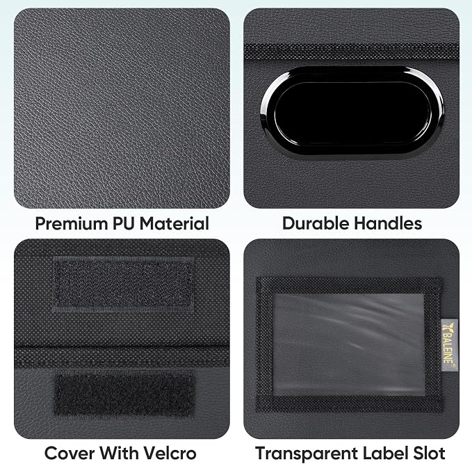 BALEINE File Organizer Box with Lid, Collapsible File Folder Organizer with Plastic Slide, Hanging File Folder Box for Office Document Storage (1 Pack, PU, Black)