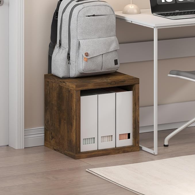 Furinno Cubicle Book Shelf, Stackable Bookshelf, Cube Storage Organizer Bookcase with Open Back, Extra Thick, 15.8" x 15.8" x 14.6", for Living Room, Bedroom, Home Office, Amber Pine