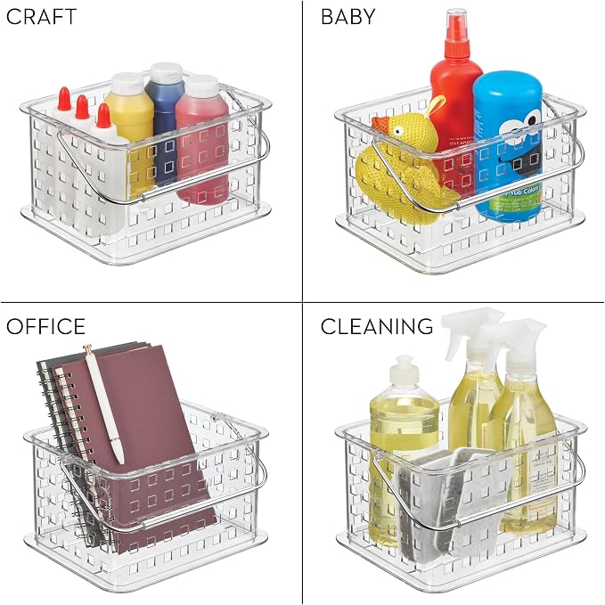iDesign Small Clear Shower Caddy with Handle | Portable, Shower Organizer, For Dorm or Bathroom