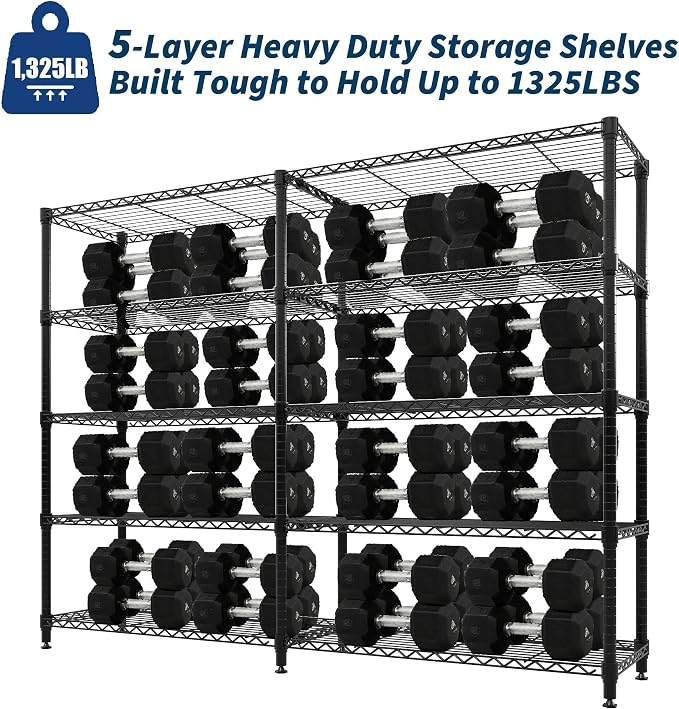 Garvee 5-Tier Storage Shelves 70" H Metal Garage Shelving Unit for Kitchen |