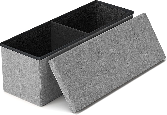 GLAXYFUR 43 Inches Folding Storage Ottoman Bench, Storage Chest | Ottoman Foot Rest, End of Bed Bench, Load 660 lb, Storage Box for Living Room, Bedroom, Entryway