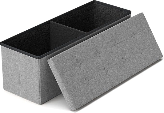 GLAXYFUR 43 Inches Folding Storage Ottoman Bench, Storage Chest | Ottoman Foot Rest, End of Bed Bench, Load 660 lb, Storage Box for Living Room, Bedroom, Entryway