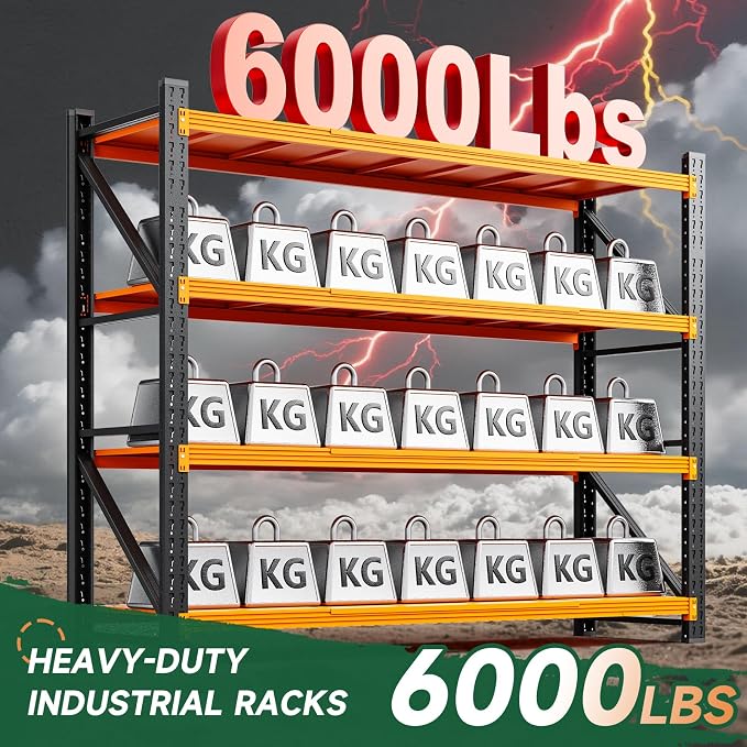 Letaya 6000LBS Heavy Duty Storage Shelves,79" H Metal Garage Shelving Units,4 Tier Large Tall Industrial Shelving,Adjustable Utility Rack Shelf for Warehouse,Basement (Orange, 79" W x 24" D x 79" H)