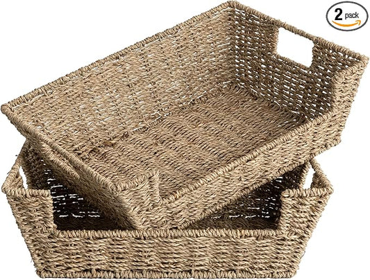 Storageworks Pantry Baskets For Organizing, Woven Baskets, Seagrass