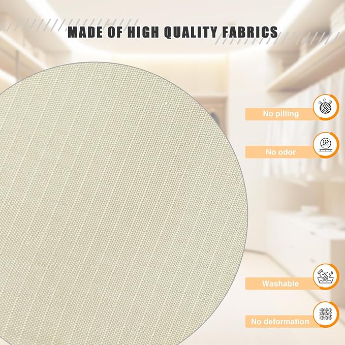Hanging Closet Organizer 3-Shelf, Oxford Fabric Wardrobe Storage, Beige | Easy-mount foldable design holds clothes, handbags, shoes & accessories; washable Oxford fabric, sturdy and space-saving.