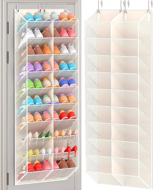 UVIAHOMI Over the Door Shoe Organizer for 20-30 Pairs, 10-Tier, Beige