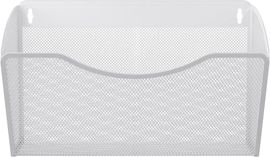 EasyPAG Wall File Organizer, Metal Mesh Hanging File Folder Holder for Letter/A4 Size Folders, Vertical Wall Mount Mail Sorter for Office Paperwork, Classroom, White