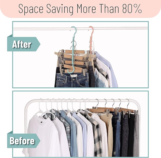 Mr. Pen- Space Saving Hangers, 8 pcs, 360° Rotating Hooks | Magic Cascading Hanger Organizer with 5 Enclosed Slots, Closet Organizers and Storage for Clothes