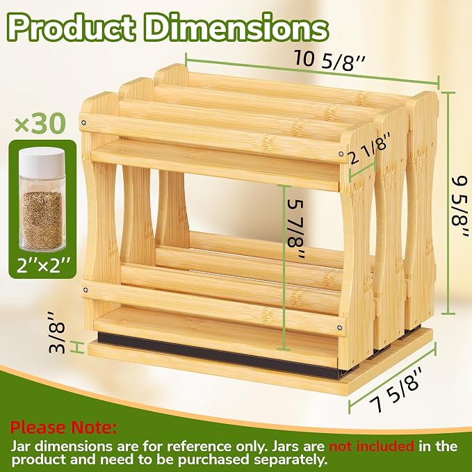 BAMEOS Pull Out Spice Rack Organizer for Cabinet, Bamboo Wide 7.7" Slide Out Seasoning Organizer for Kitchen, No Drill Anti-Tip Ball Bearing Silent Glides, Pantry Cabinet Organizer, Natural
